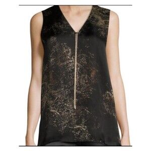 Lafayette 148 New York 100% silk Julia  Sleeveless paisley print chain petite